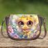 Cute chibi baby bee surrounded flowers and butterflies 3d saddle bag