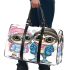 Cute chibi owl couple wearing cute pink and blue shoes 3d travel bag
