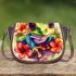 Cute colorful frog with flowers saddle bag