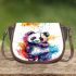 Cute colorful panda holding a balloon saddle bag