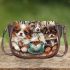 Cute dogs and cats with dream catcher drink coffee saddle bag