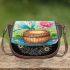 cute dragonfly and music notes with wooden drum Saddle Bag
