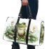 Cute frog sitting on the grass with flowers 3d travel bag
