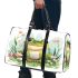 Cute frog sitting on the ground with flowers 3d travel bag