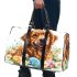 Cute golden retriever with easter eggs and white daisies 3d travel bag