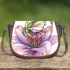 Cute green frog with purple flowers on its back saddle bag