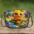 Cute happy baby bee with big beautiful eyes holding heart 3d saddle bag