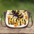 Cute happy bee with flowers on its wings 3d saddle bag