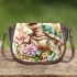 Cute happy smiling turtle with flowers saddle bag