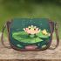 Cute kawaii frog standing on the edge saddle bag