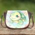 Cute kawaii turtle surrounded by bubbles saddle bag