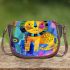 Cute lion cub in the style of abstract art on watercolor paper saddle bag