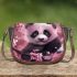Cute little panda under a pink cherry blossom tree saddle bag