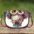 Cute owl clipart with big eyes colorful feathers saddle bag
