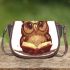 Cute owl wearing glasses reading books saddle bag