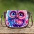 Cute owl with big eyes and a pink and blue gradient color scheme saddle bag