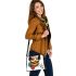 Cute owl with big eyes colorful feathers and beautiful wings perched shoulder handbag