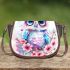 Cute owl with big eyes pink and blue gradient colors saddle bag