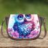 Cute owl with big eyes pink and blue gradient colors saddle bag