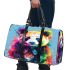 Cute panda in the style of rainbow paint splash 3d travel bag