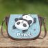 Cute panda rolling on the ground saddle bag