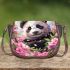 Cute panda surrounded among blooming cherry blossoms saddle bag
