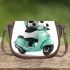 Cute panda wearing black sunglasses motorcycle saddle bag