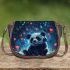 Cute panda wearing headphones saddle bag