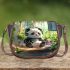 Cute panda wearing headphones saddle bag