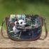 Cute panda wearing headphones saddle bag