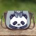 Cute panda with kitten on its head saddle bag