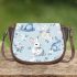 Cute pastel blue bunnies and floral pattern saddle bag