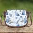 Cute pastel blue bunnies and floral pattern saddle bag