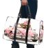 Cute pink car with a cute puppy wearing a bow on its head 3d travel bag