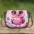 Cute pink owl with a bow on its head saddle bag