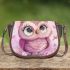 Cute pink owl with a bow on its head saddle bag