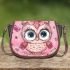 Cute pink owl with a bow on its head saddle bag