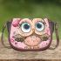 Cute pink owl with a bow on its head 22 saddle bag