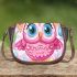 Cute pink owl with a bow on its head saddle bag