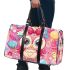 Cute pink owl with a bow on its head 3d travel bag