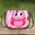 Cute pink owl with a bow on its head saddle bag
