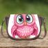 Cute pink owl with big eyes saddle bag