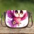 Cute pink owl with big eyes saddle bag