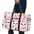 Cute pink wallpaper with hearts 3d travel bag