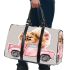 Cute pomeranian dog in a pink truck with flowers 3d travel bag