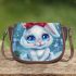 Cute white bunny with blue eyes and pink ears saddle bag