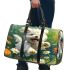 Cute white puppy running in the flower sea 3d travel bag