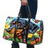 Dachshund in the garden with colorful tulips and butterflies 3d travel bag