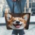 Dogs Bringing Smiles to Every Corner Leather Tote Bag