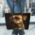 Dogs Mastering the Look Leather Tote Bag